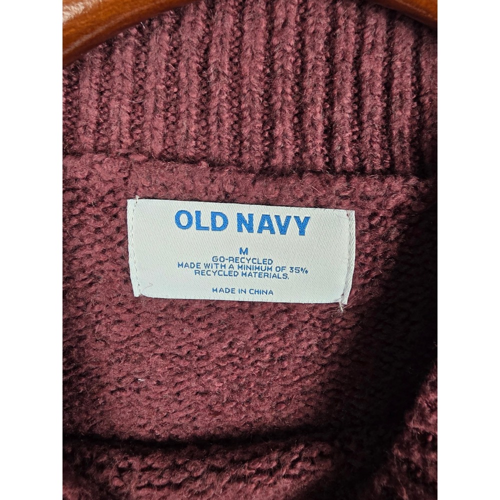 Old Navy Womens Go-Recycled Mock Neck Sweater Burgundy Maroon Knit Pullover M - Picture 2 of 7